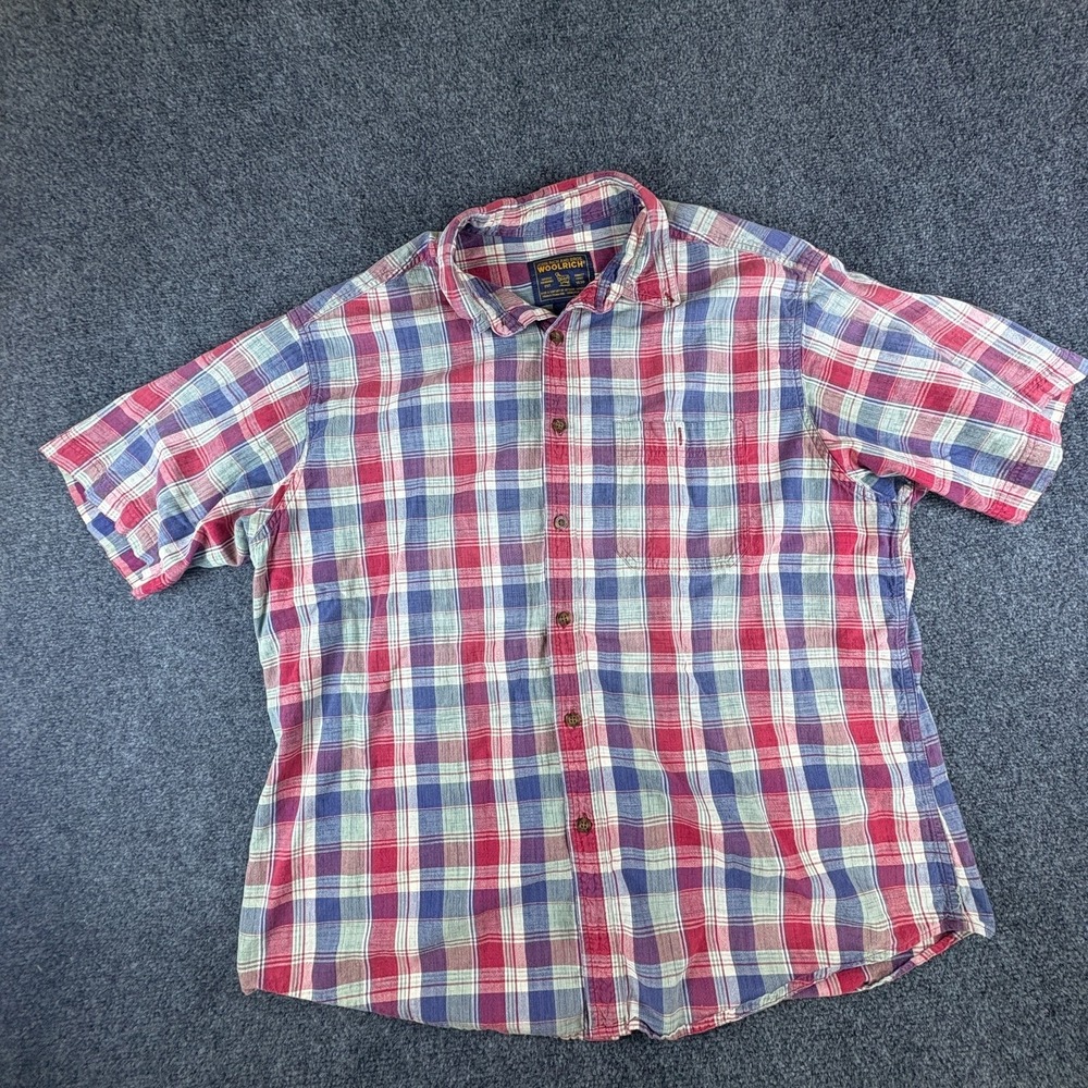 Woolrich John Rich & Bros Shirt Mens L Multicolor Plaid Short Sleeve READ